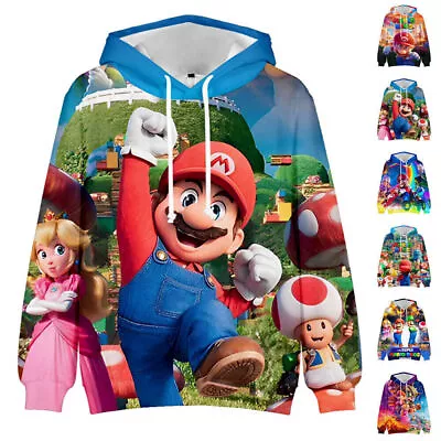 Buy Kids Super Mario Bros Hooded Sweatshirts Long Sleeve Hoodie Pullover Tops Jumper • 13.16£