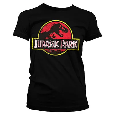 Buy Officially Licensed Jurassic Park Distressed Logo Women's T-Shirt S-XXL Sizes • 19.53£