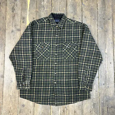 Buy Vintage Over Shirt Check Quilt Lined Checkered Workwear Jacket Green, Mens Large • 25£