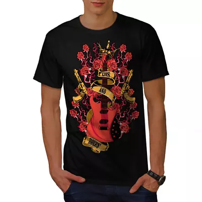 Buy Wellcoda Roses And Guns Rock Mens T-shirt, Band Graphic Design Printed Tee • 16.99£