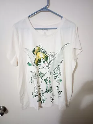 Buy Disney Woman's Short Sleeve T-shirt Cream Color Tinkerbell • 10.32£