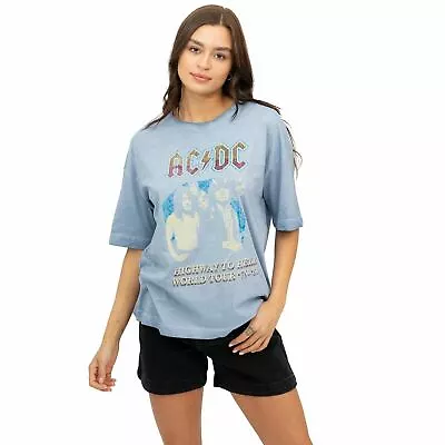 Buy Official AC/DC Ladies Highway To Hell Tour T-Shirt Vintage Slate Blue S - XL • 13.99£