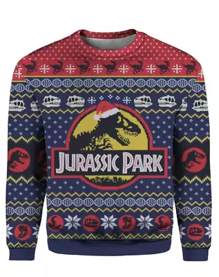 Buy Jurassic Park Funny Sweater Christmas, Gift For Him Her Knitted Sweater. • 41.67£