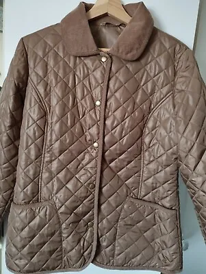 Buy OUTDOORS Ladies Brown Padded Jacket Lightweight UK Size 10 Corduroy Collar NEW • 15£