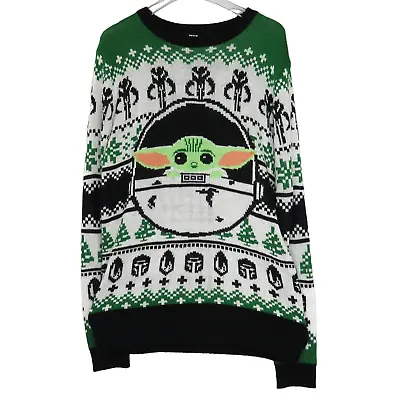 Buy Star Wars Baby Yoda Unisex Crewneck Argyle Knit Ugly Christmas Sweater Small • 42.62£