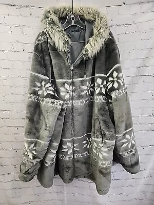 Buy Woman Within Faux Fur Winter Full Zipped Hooded Jacket Size 3X • 26.99£