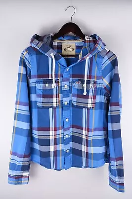 Buy Hollister Men Casual Hoodie Shirt Blue Check Cotton Size S • 31.14£