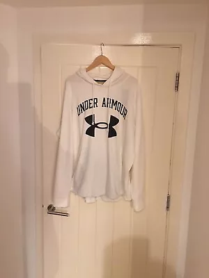 Buy Under Armour Mens Hoodie Rival Terry Large Logo Onyx White Sweatshirt Size 2XL • 24.99£