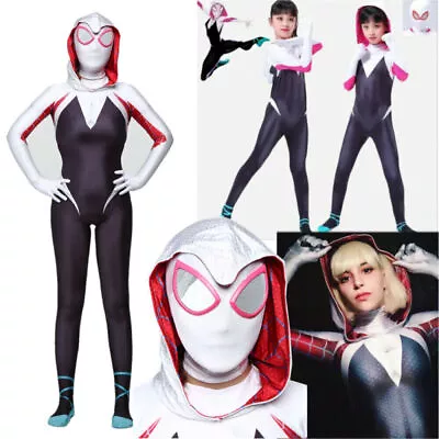 Buy Kids/Adult Girl Hoodie Spider Gwen Stacy Xmas Cosplay Costume Spiderman Jumpsuit • 17.99£