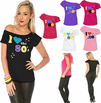 Buy Ladies I Love The 80s T-Shirts Fancy Dress Retro Outfit Top Dance Party T Shirts • 10.49£