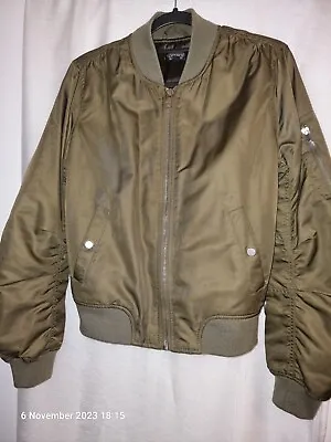 Buy Ladies Khaki Bomber Jacket By TOPSHOP Size 10  • 7.40£