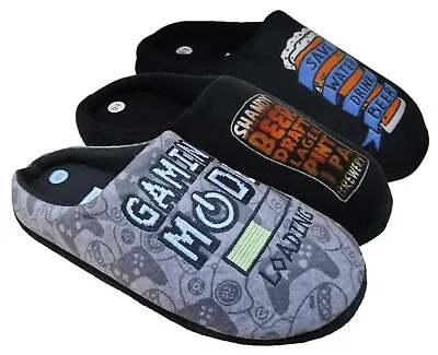 Buy Mens Gaming Mode Drink Beer Shandy Novelty Cushioned Gents Mule Indoor Slippers • 9.98£