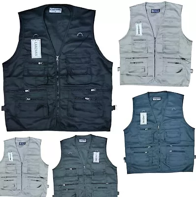 Buy Men's Waistcoat Vest Utility Multi Pocket Workwear Body Warmer Gillet Fisherman • 14.99£