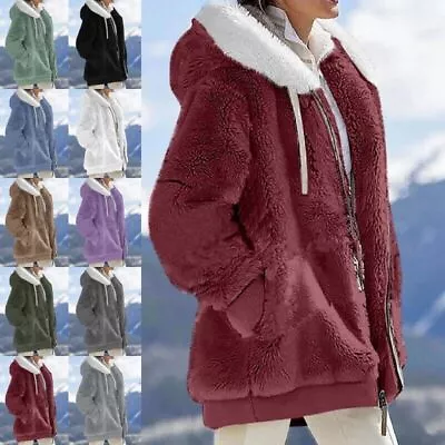 Buy Womens Winter Warm Fleece Hoodies Coat Jacket Ladies Outwear Overcoat Plus Size • 13.99£