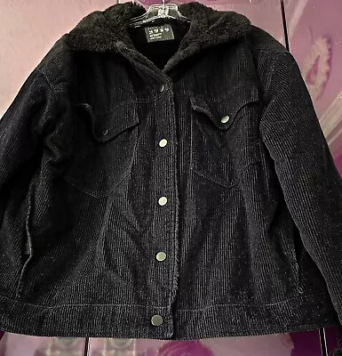 Buy Ladies Black Corduroy Faux Fur Linned Jacket, Primark 12 • 2£