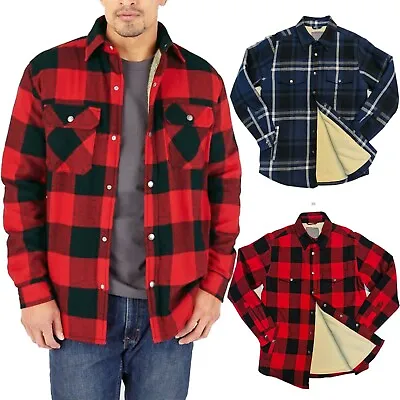 Buy Ex Brand Mens Padded Sherpa Fleece Lined Shirt Lumberjack Jacket Flannel Work • 22.99£
