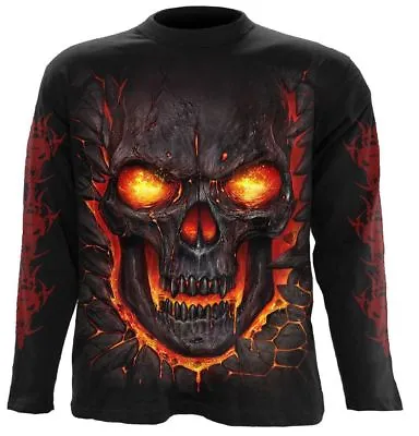 Buy Spiral Direct SKULL LAVA Mens Longsleeve T-Shirt, Skulls/Rock/Biker/Clothing/Top • 19.75£