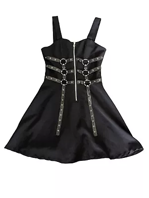 Buy Black Goth Punk Steampunk Rivets & Harness Straps Fit And Flare Dress • 39.07£