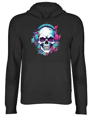 Buy Skull Headphones Hoodie Mens Womens Dj Gothic Music Punk Emo Top Gift • 17.99£