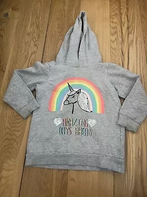 Buy Grey Unicorn Design Hoodie Girls Age 4-5 Years  • 2£