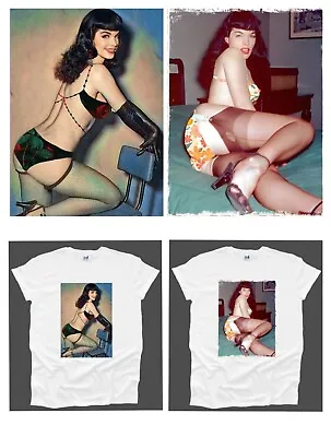 Buy Bettie Page Pin Up Movie Star Goth Emo Model Icon Naked Music Mens Tshirt Woman • 8.99£