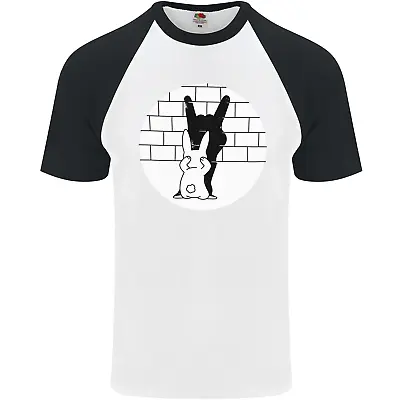Buy Funny Rock N Roll Salute Rabbit Silhouette Mens S/S Baseball T-Shirt • 9.99£