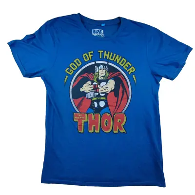Buy Marvel Comics Thor God Of Thunder T Shirt Size S Blue Cotton Graphic Tee • 8.99£