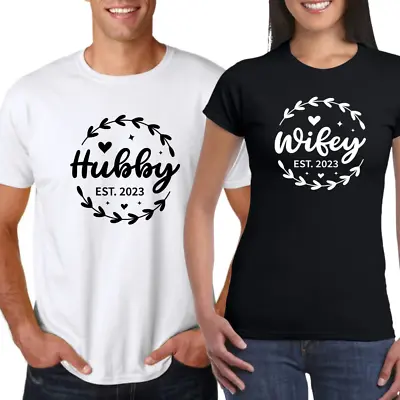 Buy Personalised T Shirt Wifey Or Hubby Wife Husband Valentines Wedding Gift Top Tee • 8.95£