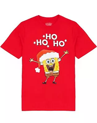 Buy Spongebob Squarepants Christmas T-Shirt Mens Adults Red Festive Top • 14.99£