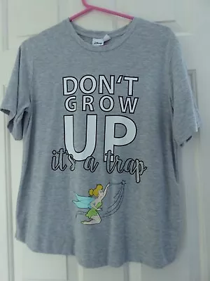 Buy Primark Light Grey Tinker Bell Don't Grow Up T-Shirt (Size 14) • 2£