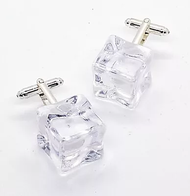 Buy Unique ICE CUBE CUFFLINKS Resin CUFFS Handmade MENS JEWELLERY Suit ACCESSORIES • 8.99£