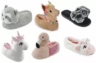 Buy Girls Ladies Animal Slippers Novelty Face Fleece Childrens Matching Mum Daughter • 6.99£