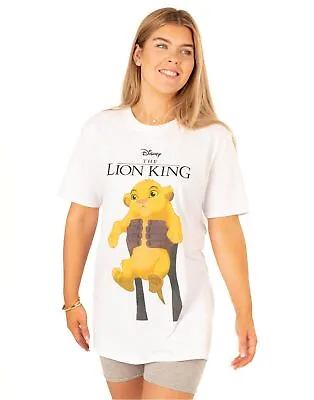 Buy Disney Lion King Simba Cub Circle Of Life Women's Boyfriend Fit White T-Shirt • 14.99£