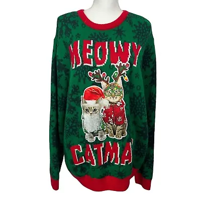 Buy Party Sweater Christmas Women’s Pullover Sz 2XL Cat Lovers “Meowy Catmas” • 17.09£