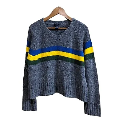 Buy The Limited Sweater Womens L Wool Gray Chunky Knit Striped Cropped Y2K Boxy • 10.25£