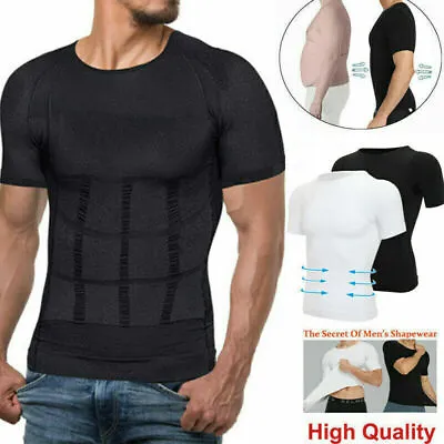Buy Compression Posture Corrector T-shirt Men Body Slimming Vest Tummy Shaper Slim • 6.99£