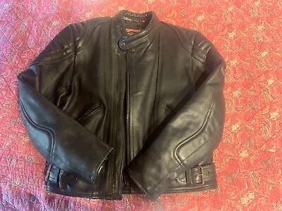Buy Real Leather 100% Mens Motorbike Jacket Large Black. Hardly Worn, Vgc • 25£
