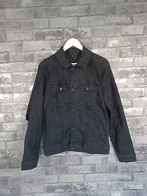 Buy Hollister Black Denim Jacket Medium Stretch Trucker Distressed Look Mens • 45£