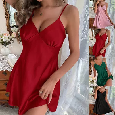 Buy Womens Sexy Nightdress Nightwear Nightie Pyjamas Ladies Slip Dress Chemise Robe • 8.49£