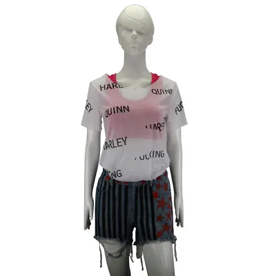 Buy Cosplay Birds Of Prey Harley Quinn Vest T-Shirts Short Pants Full Set Costumes  • 18.72£