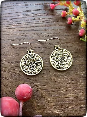 Buy NEW Silver Colour Medieval Rose Ancient Style Round Coin Boho Bohemian Earrings • 9.99£