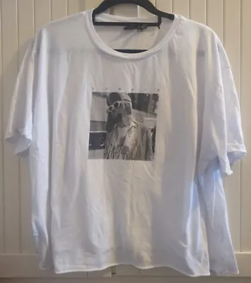 Buy Kurt Cobain Cropped T Shirt Grunge Rock Merch Tee Size XL Nirvana White • 13.50£
