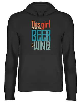 Buy Wine Bowling Hoodie Mens Womens This Girl Runs On Wine & Bowling Funny Top Gift • 17.99£