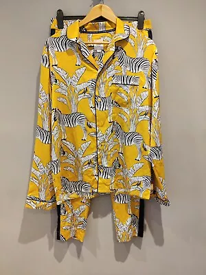 Buy Chelsea Peers Womens Satin Zebra Print Pyjamas Medium PJ Set Yellow RRP £48 • 24.90£