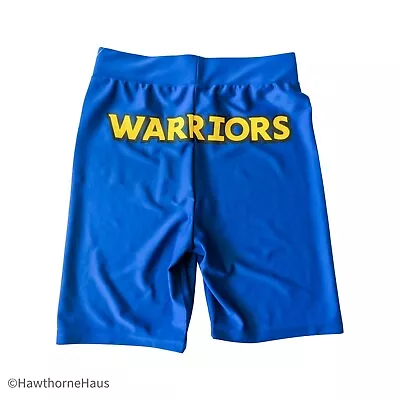 Buy NBA NWT Warriors Blue Logo Bike Shorts Size M Stretch Pull On Official Merch • 4.48£