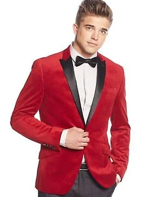 Buy Men New Stylish Christmas Wedding Party Groom Wear Red Velvet Blazer Coat Jacket • 142.18£
