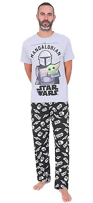 Buy Men's Star Wars The Mandalorian Baby Yoda Child Cotton Long Pyjamas W21 • 19.99£
