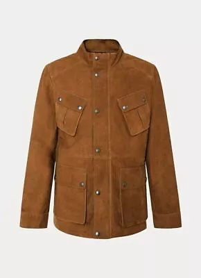 Buy Mens Brown Leather Trucker Jacket Pure Suede Custom Made Size S M L XL XXL 3XL • 154.88£