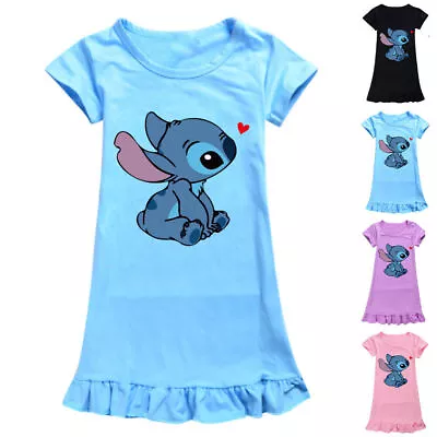 Buy Girls Lilo And Stitch Pyjamas Sleepwear Dress Kids Nightdress Nightwear Summer • 10.22£