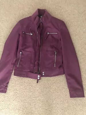 Buy Zara Trf Burgundy Faux Leather Jacket Size S • 25.55£